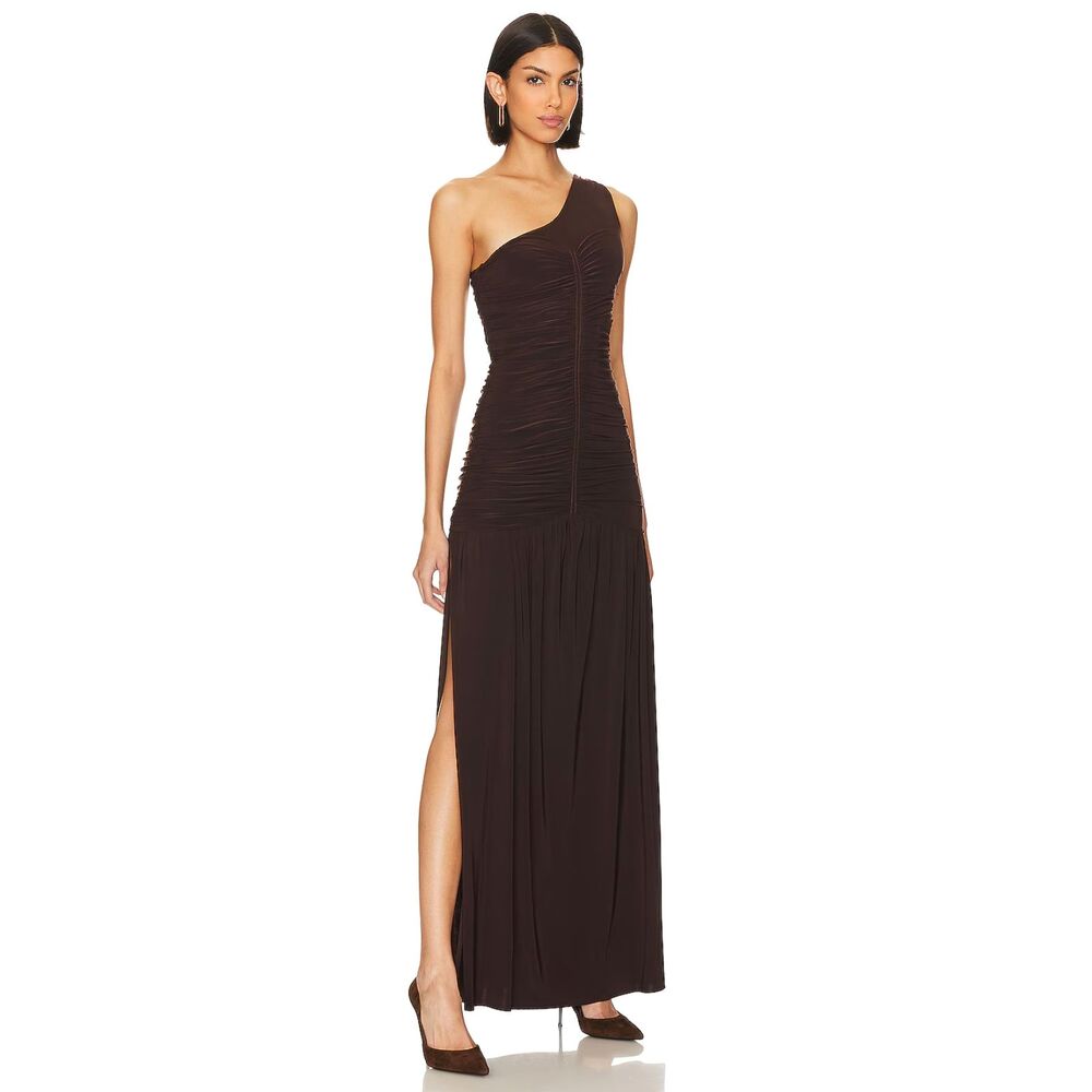 MISA Los Angeles Samsara Cutout Dress Brown ruched Maxi dress Size Small NWT - Picture 3 of 8